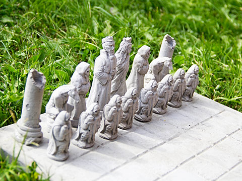 Schachbrett aus Beton, wetterfest für den Garten oder den Innenraum